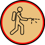 Gold and Red round Badge with Technician Spraying icon